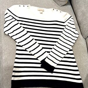 Banana Republic L Striped Black and White Women's Sweater